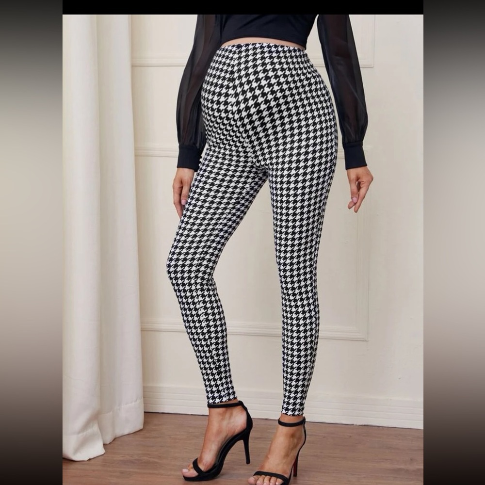 Shein Maternity Houndstooth Leggings NWOT